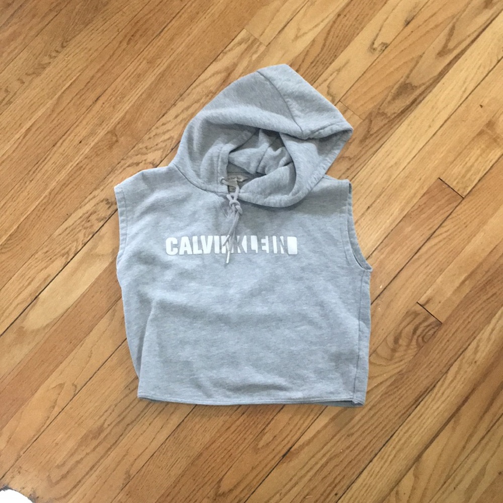Calvin Klein sleeveless hooded crop top